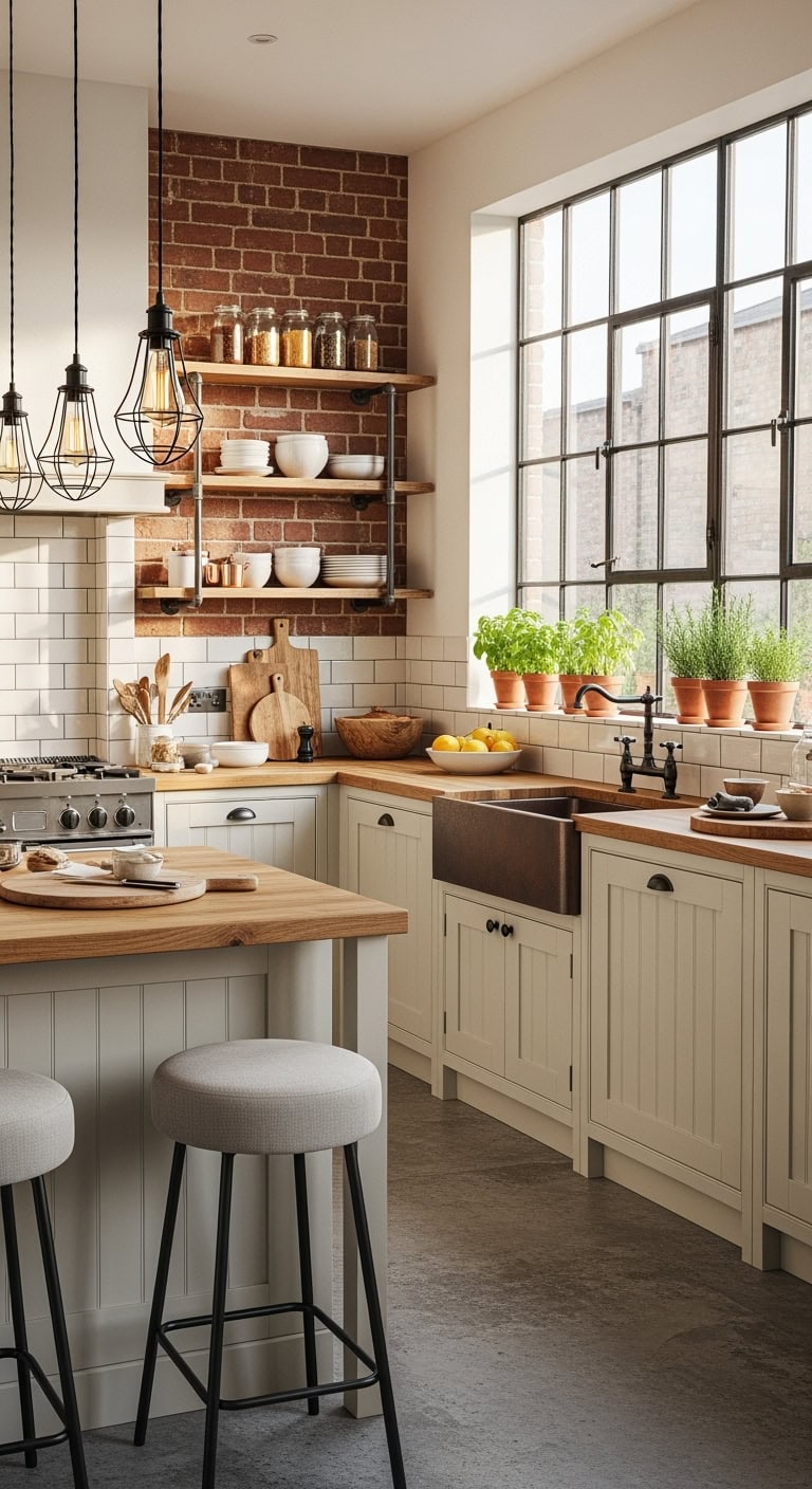 creamy industrial kitchen vibes