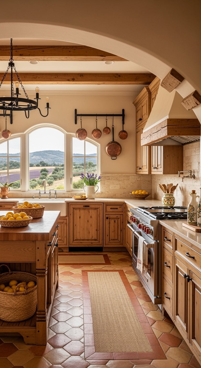 tuscan inspired warm mediterranean kitchen