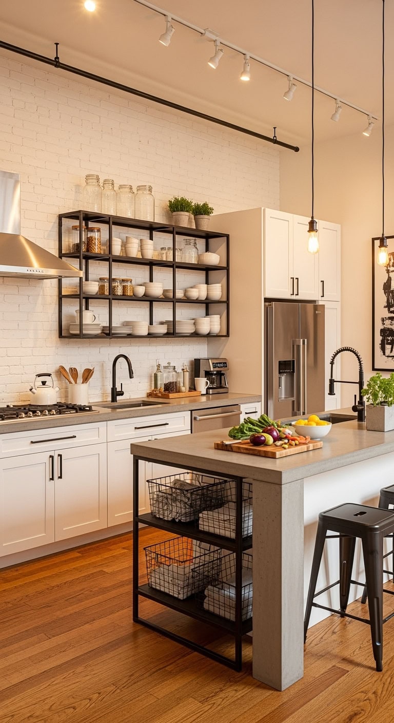 industrial chic white kitchen