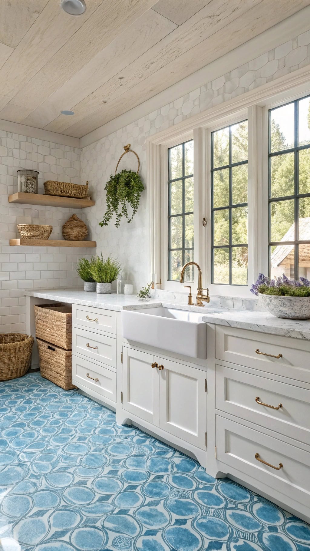 chic cerulean blue tiles