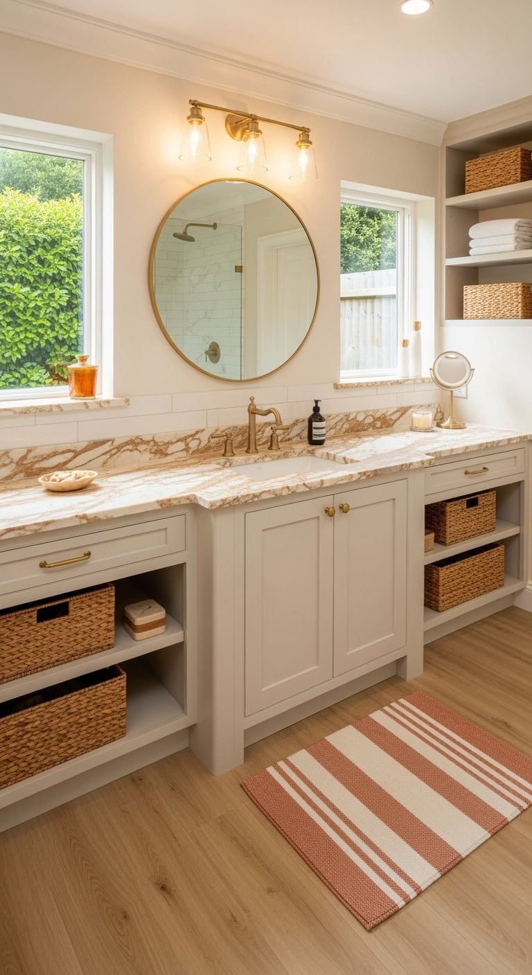 apricot marble cream cabinets