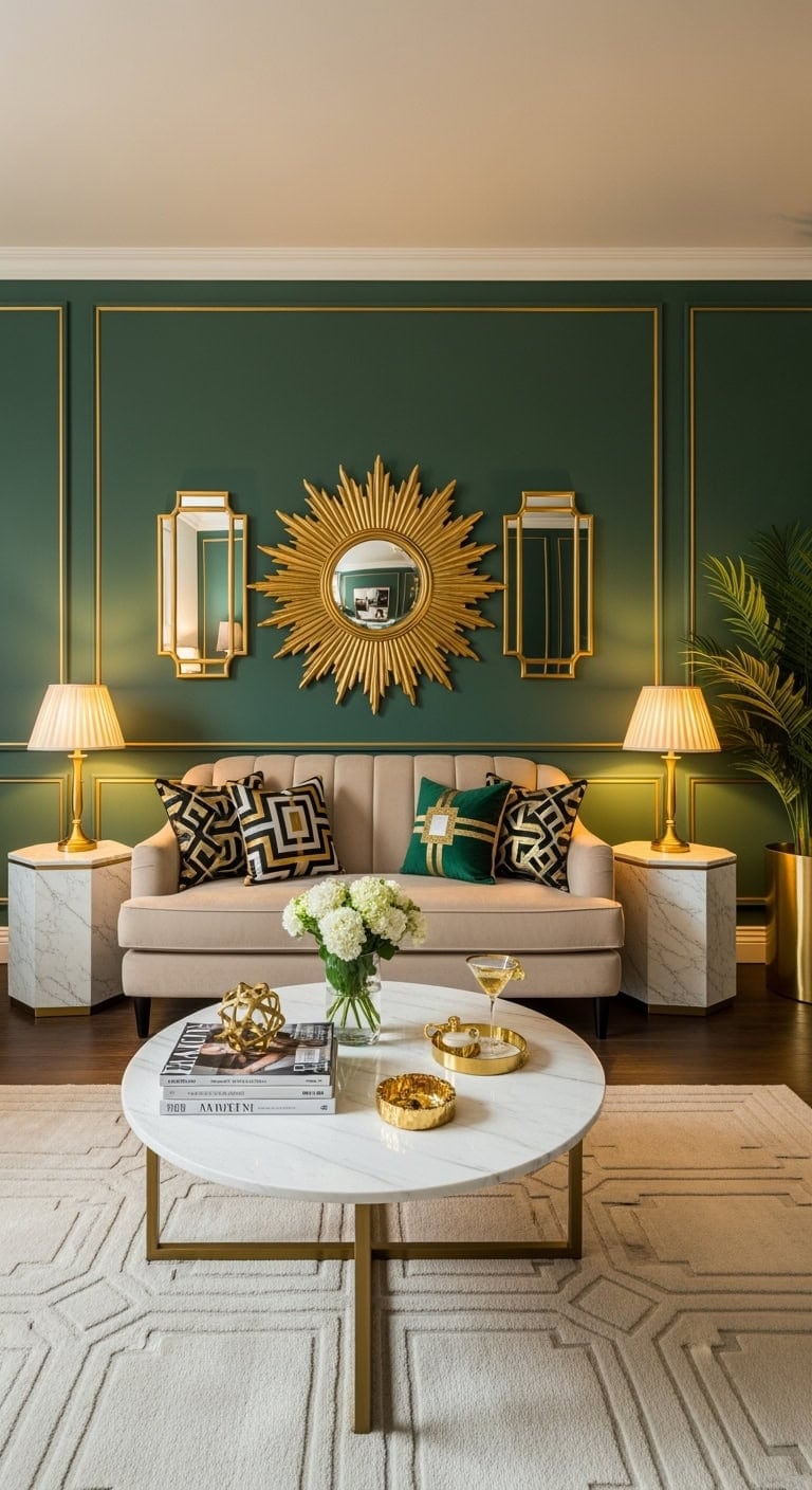 beige velvet art deco