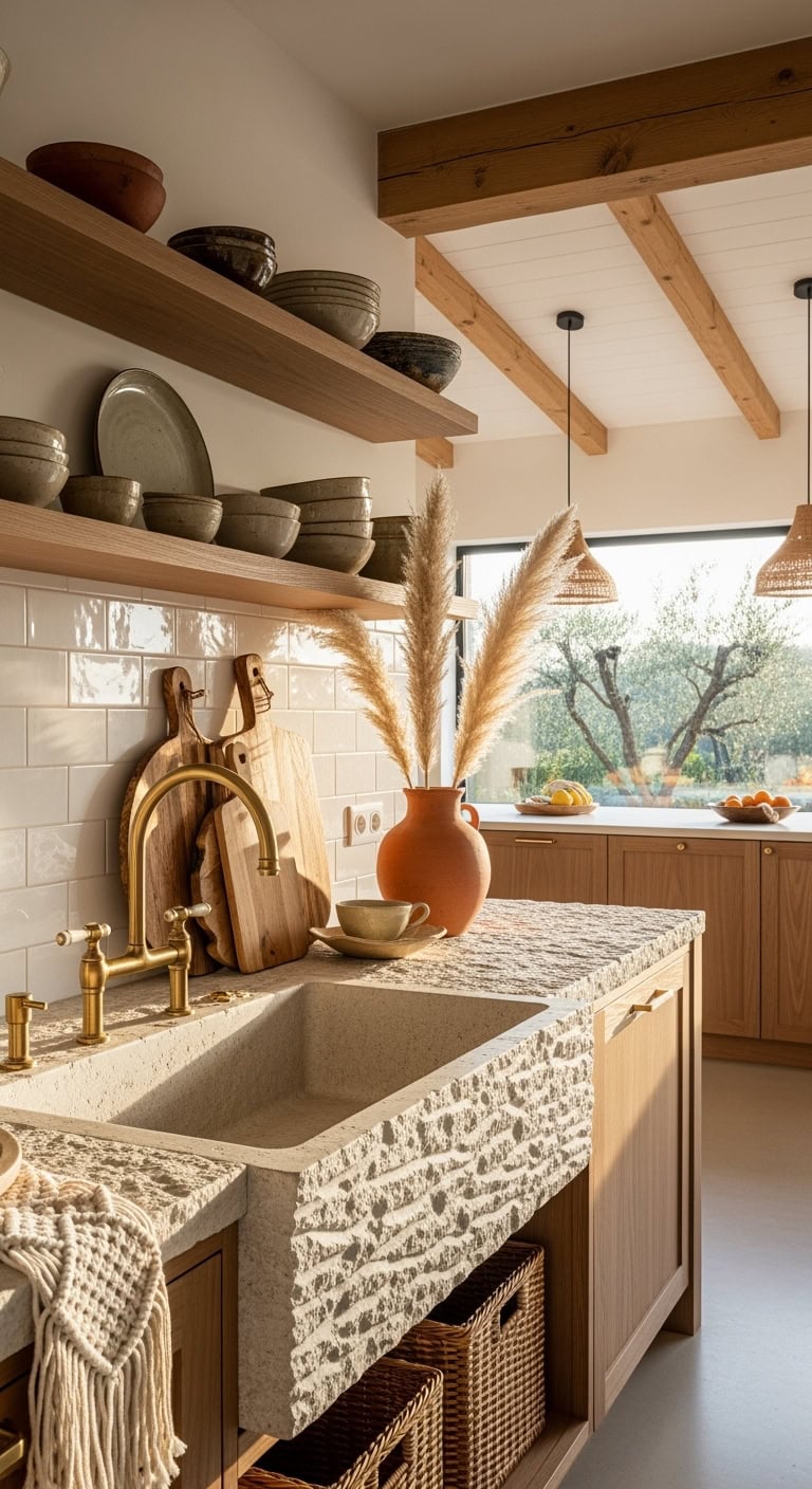 boho modern textured stone sink