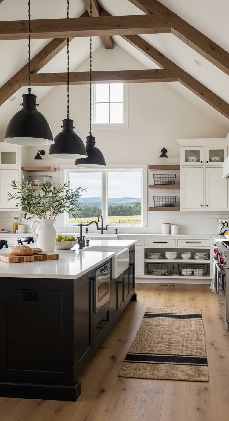 vaulted farmhouse kitchen island