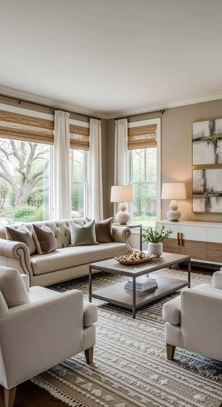 beige transitional living room