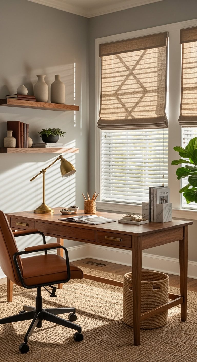 layered sophisticated anchored versatile window treatments