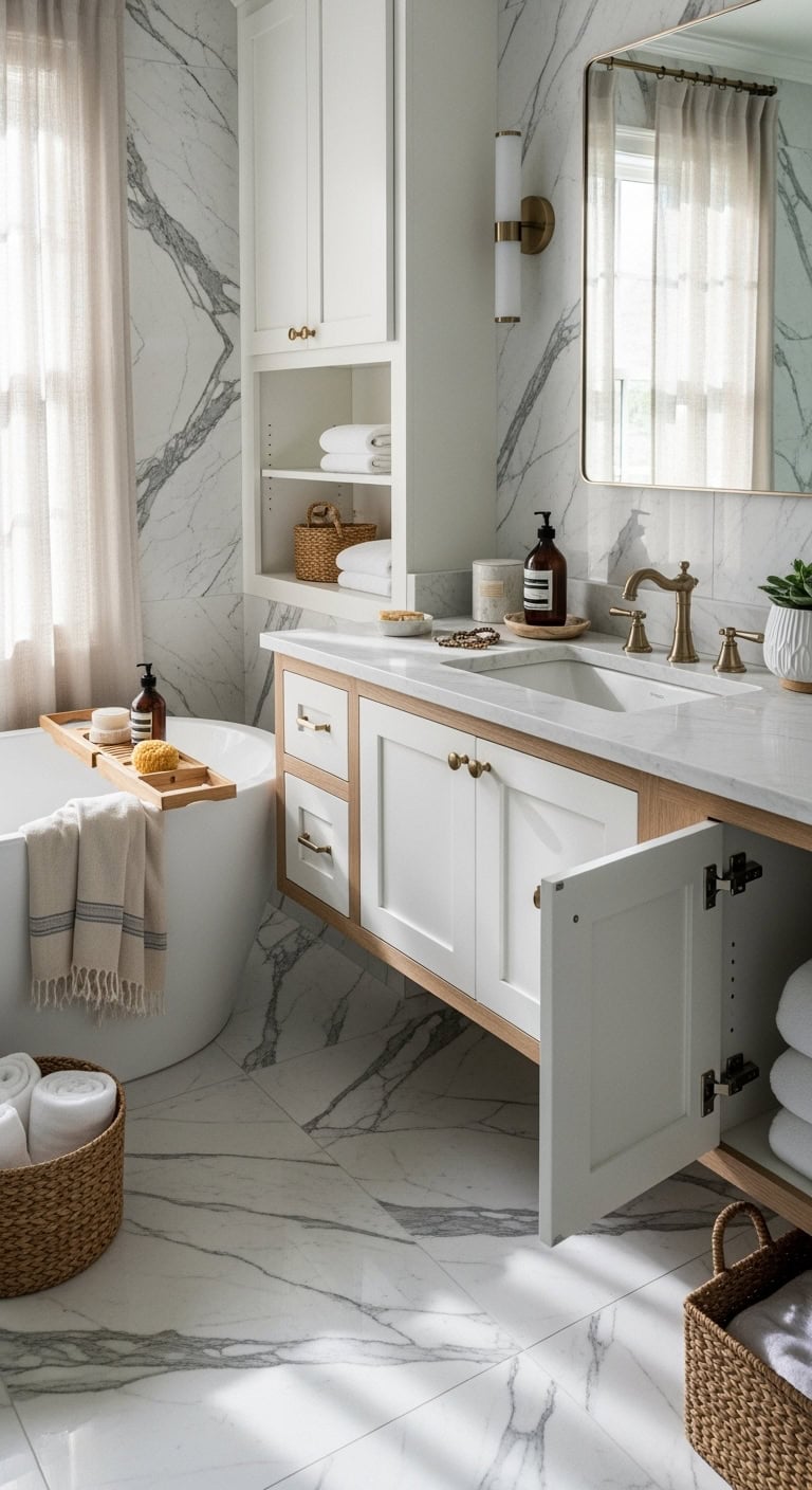 marble veining elevates bathroom designs