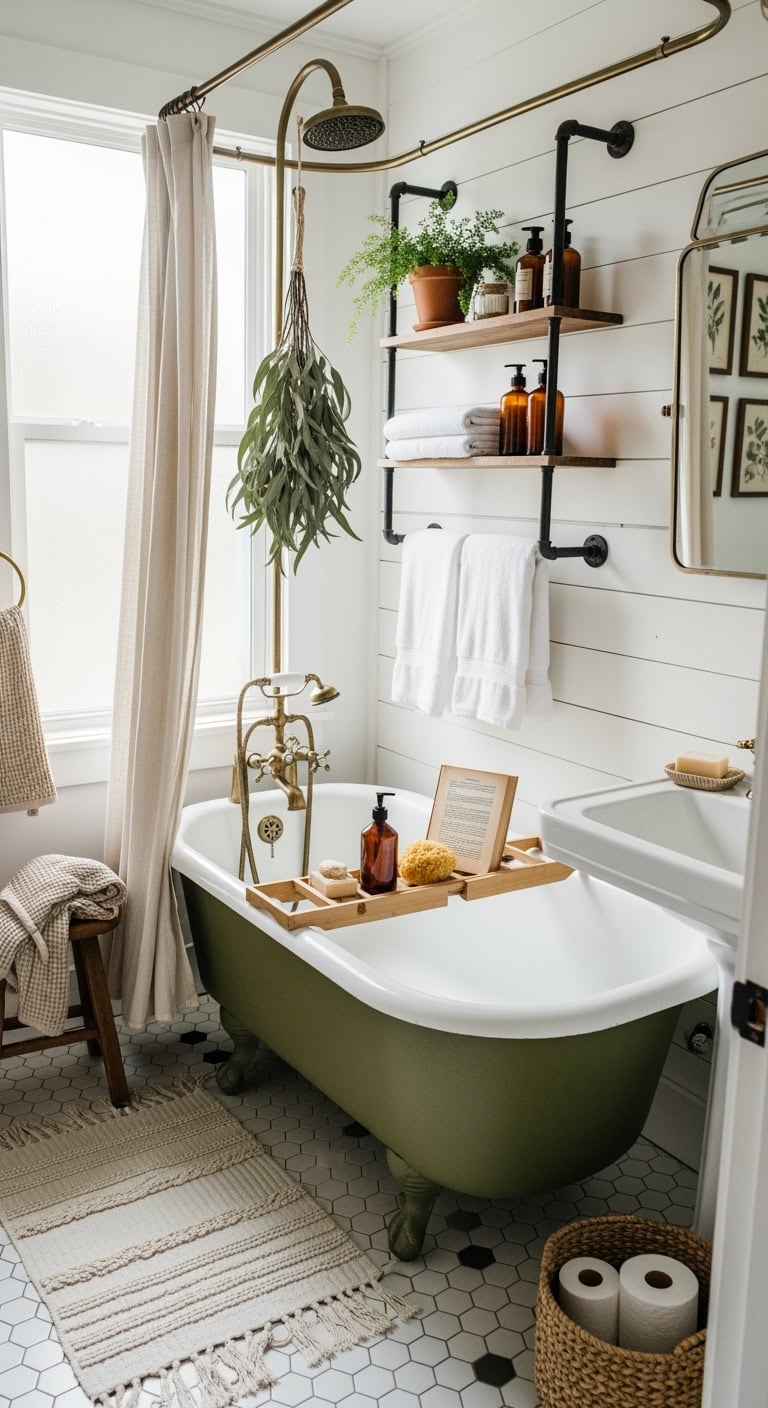 vintage olive green clawfoot tub charm