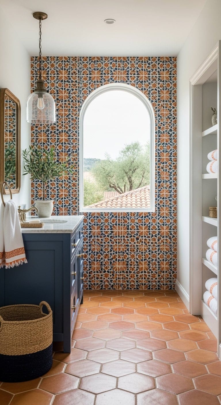 mediterranean orange and navy