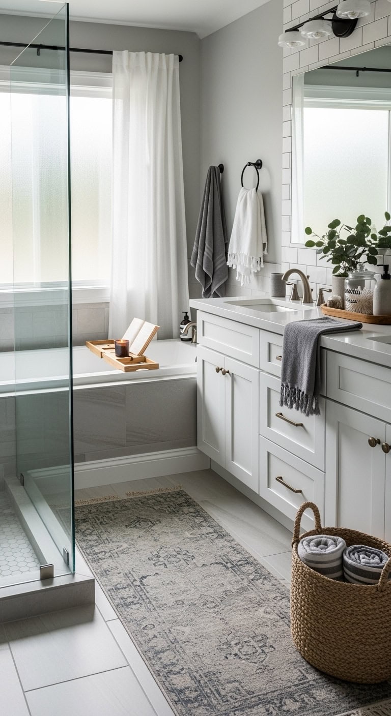 oversized tiles create cozy warmth