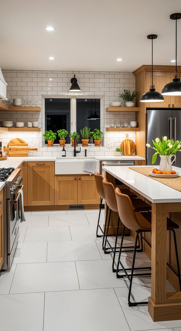 stylish white kitchen tiles
