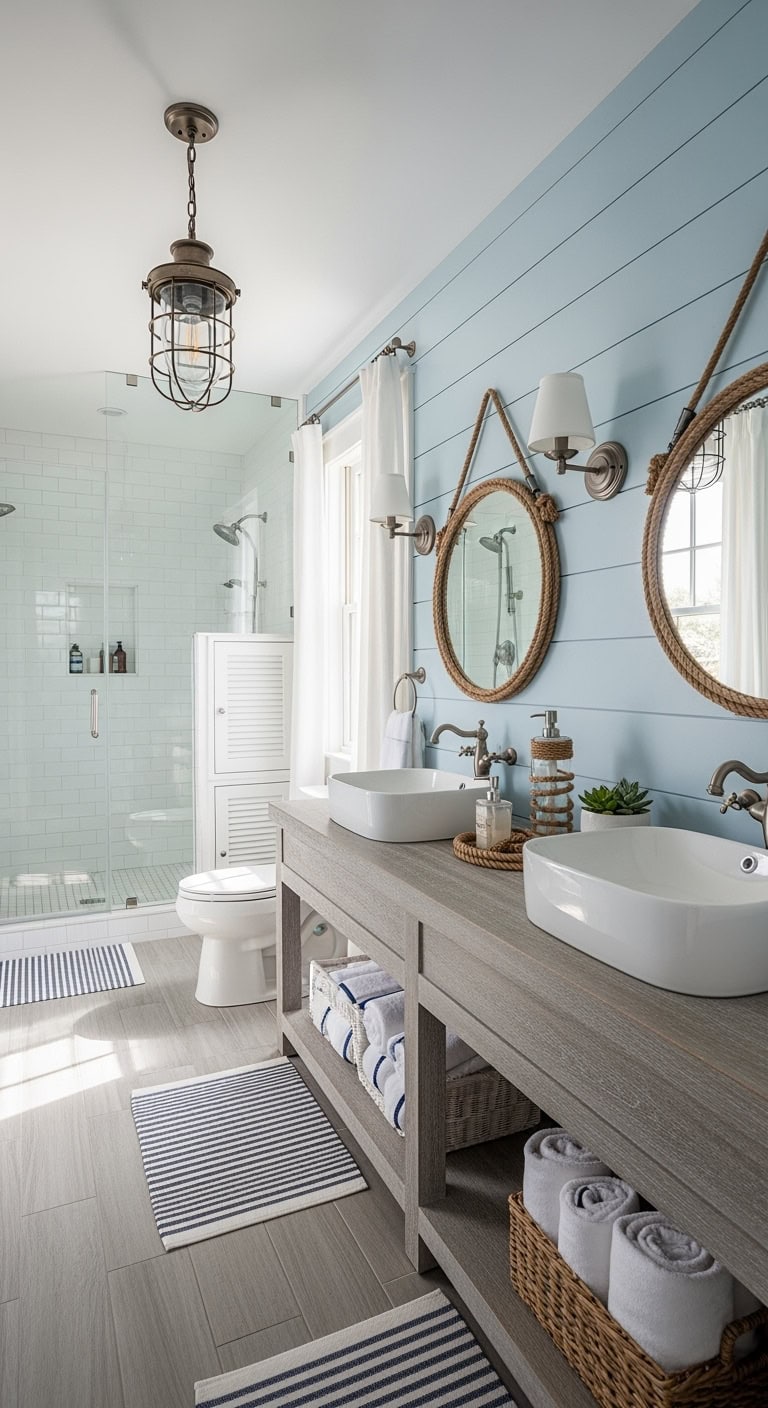 weathered wood pale blue coastal