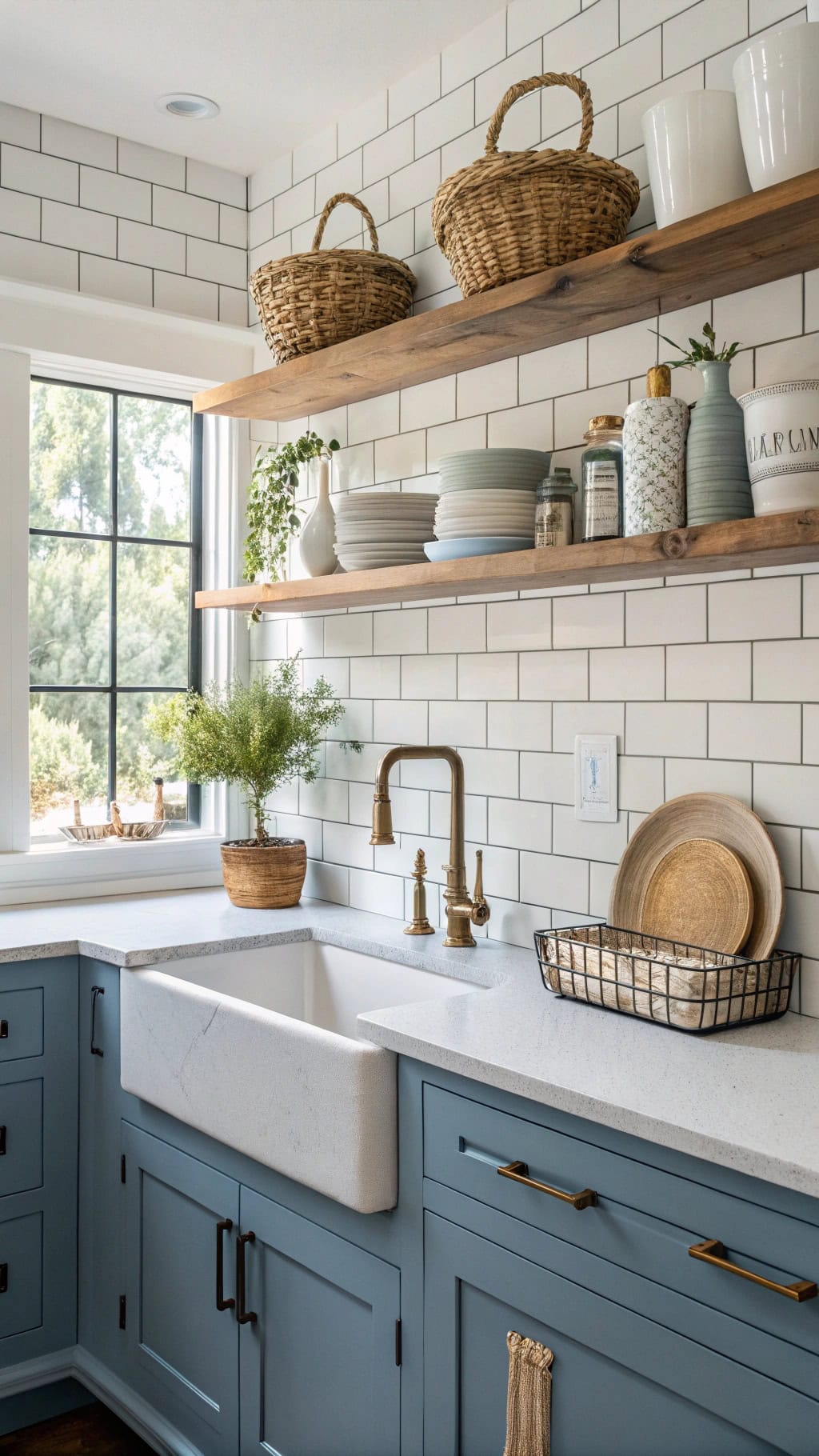 aegean blue kitchen shelving