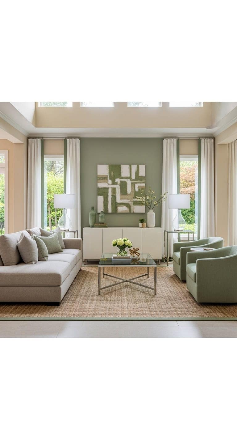 sage accented contemporary cozy living