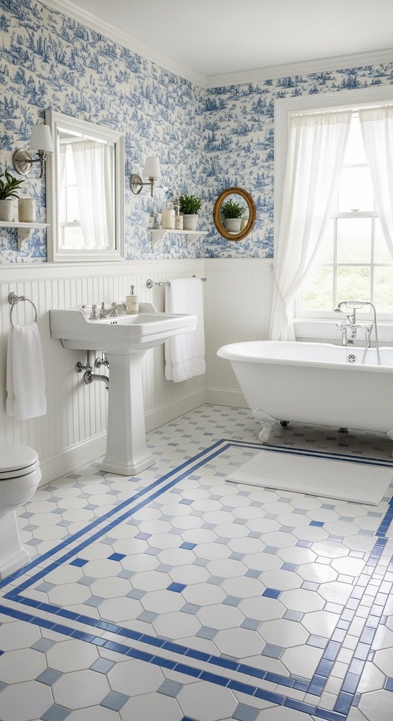 french inspired hexagonal tiles