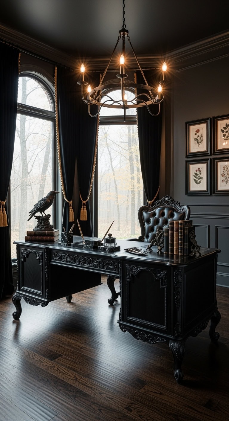 ornate black gothic office