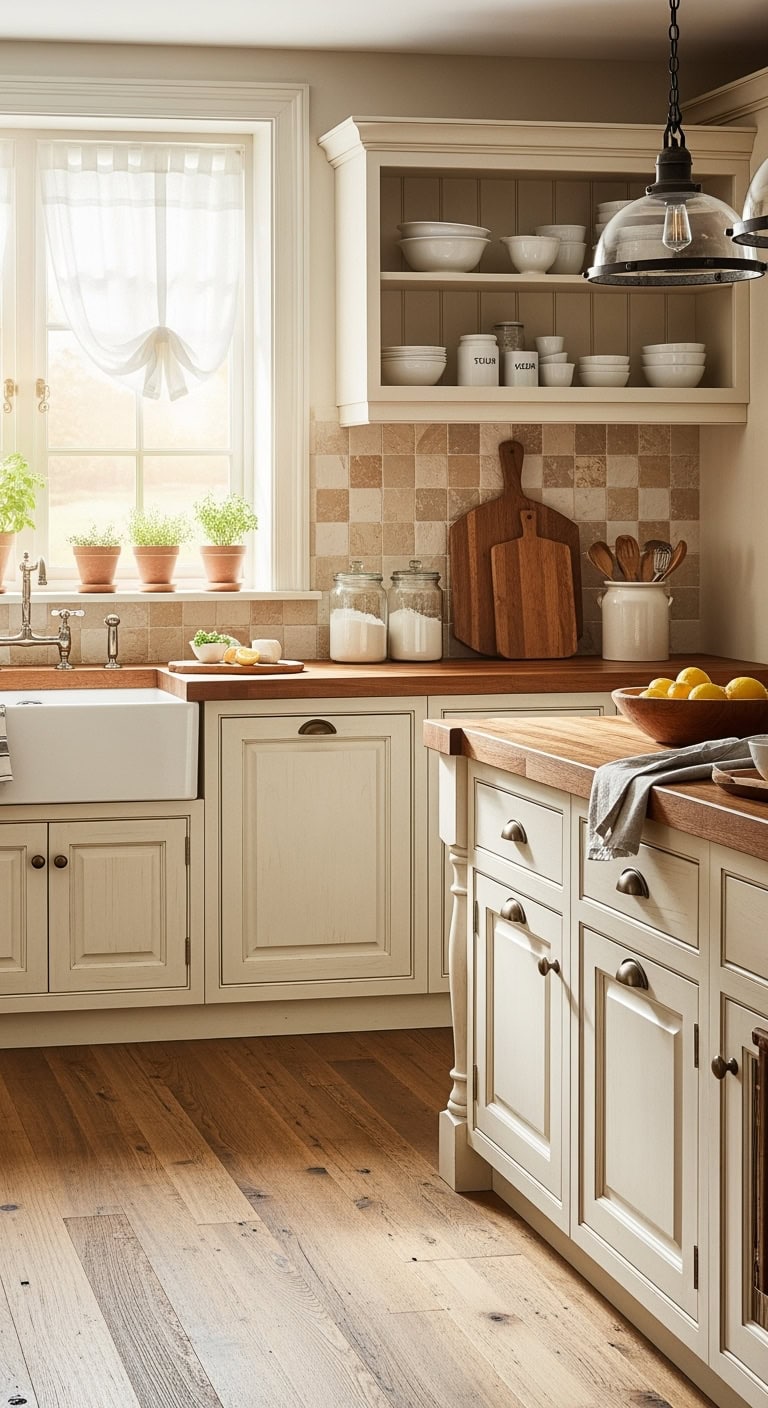 cozy rustic cream kitchen