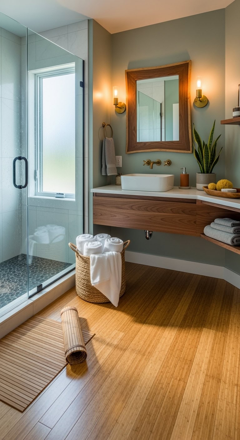 sustainable stylish practical bamboo bathroom flooring