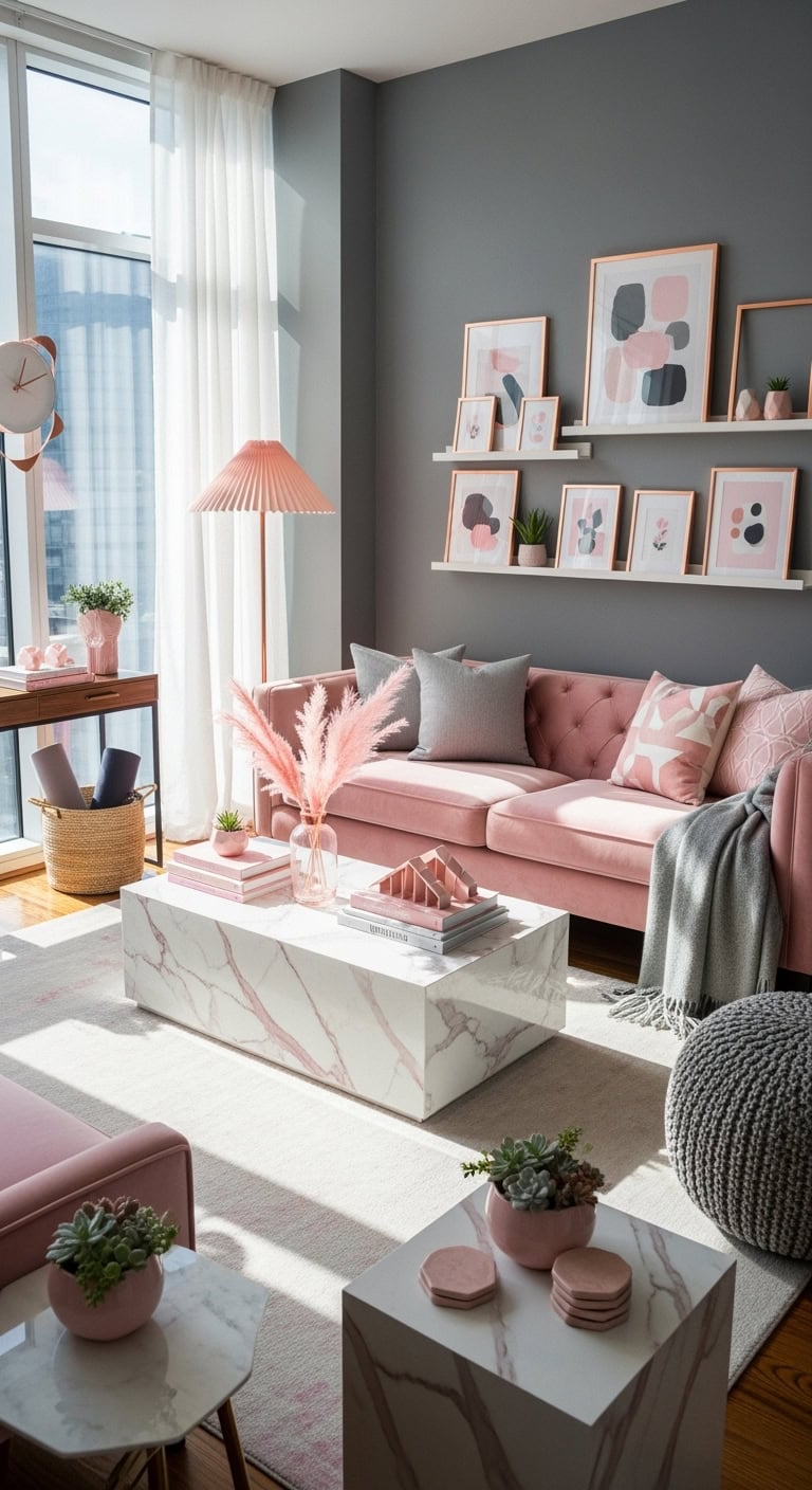 sophisticated romantic harmonious graphite and blush