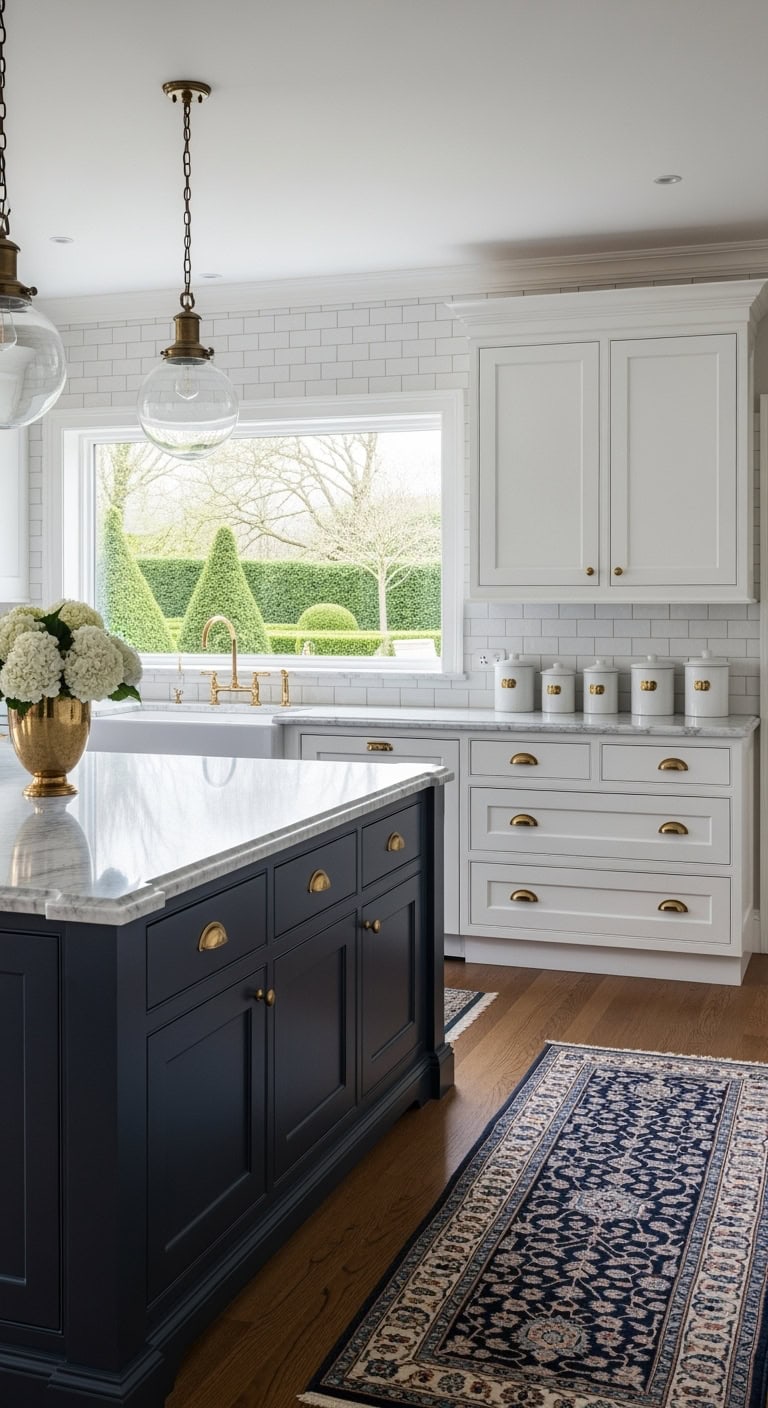 deep blue island brass fixtures