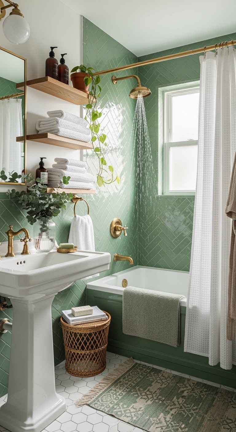 preppy modern vintage inspired subway tile wainscoting