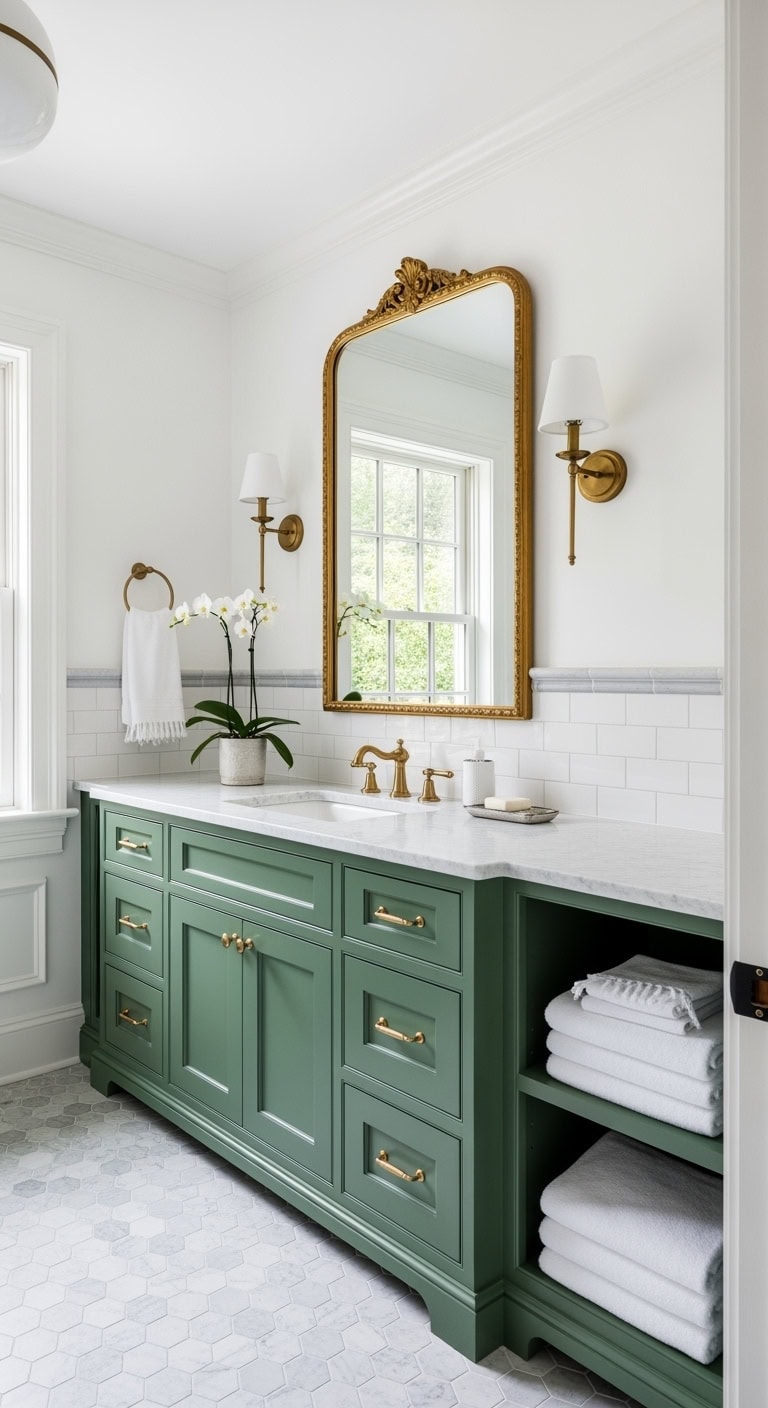 emerald marble vanity elegance