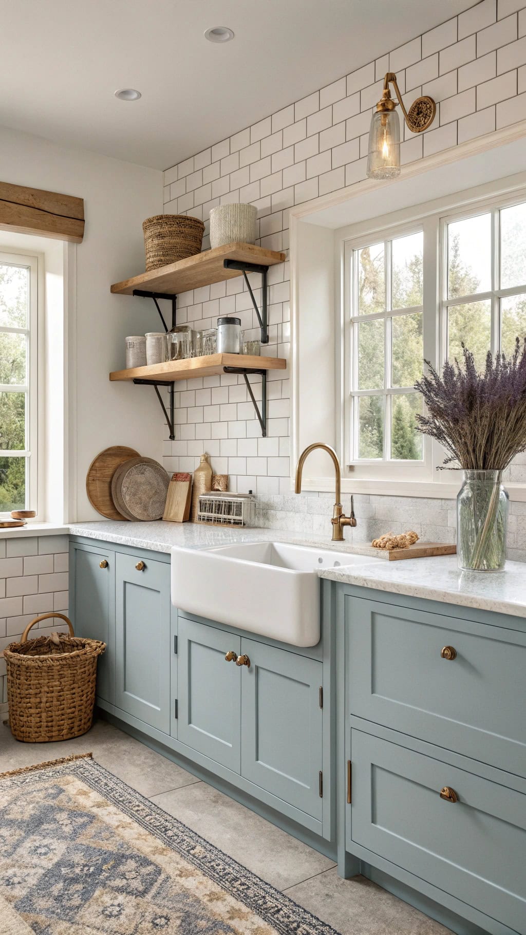 dusty blue cabinet techniques