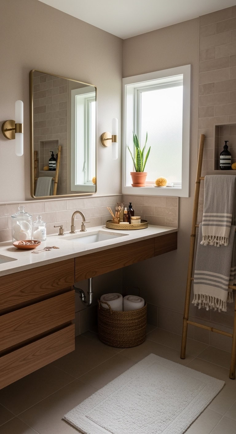 soothing earthy spa inspired bathroom accents