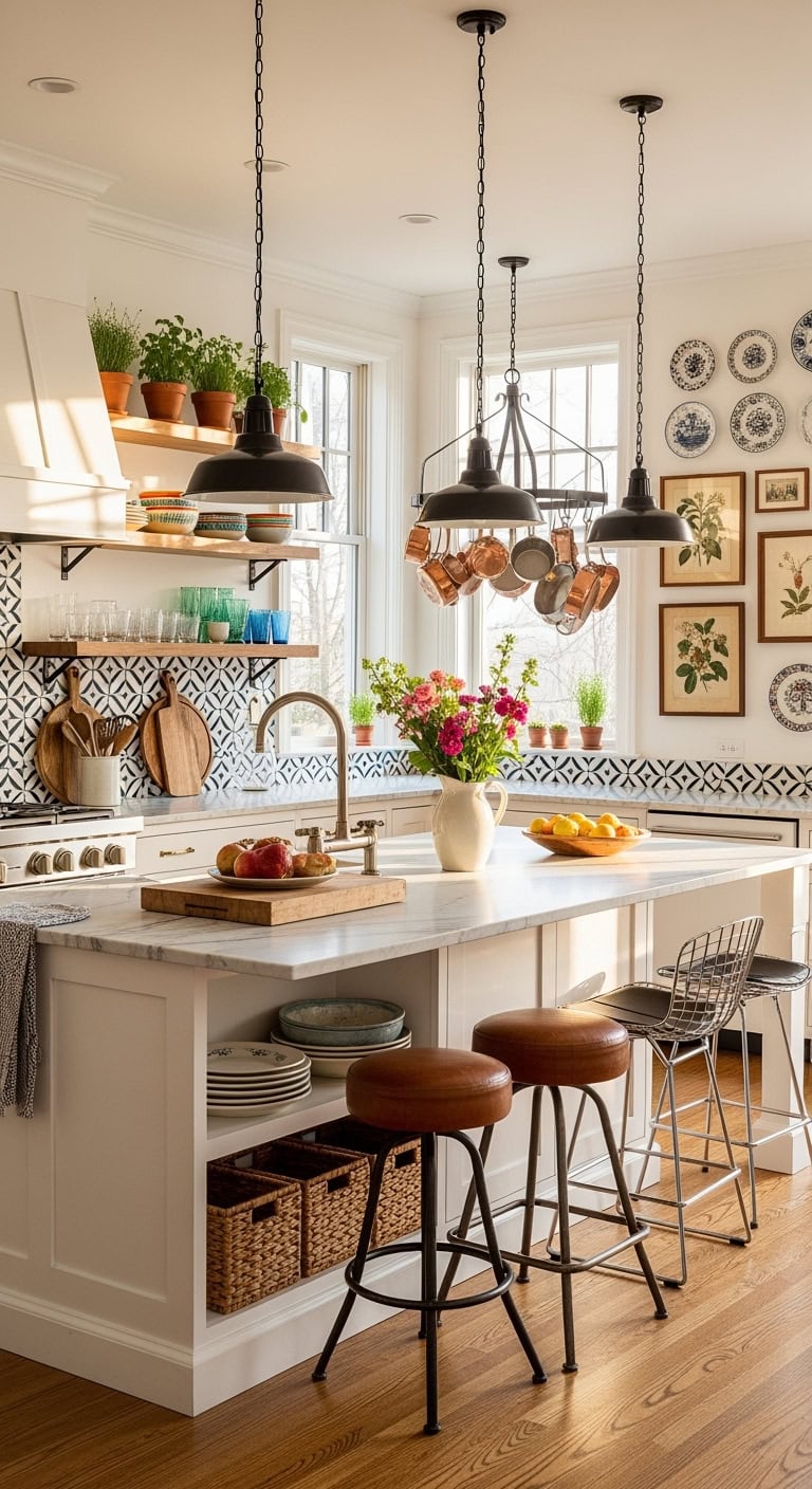 eclectic white kitchen style