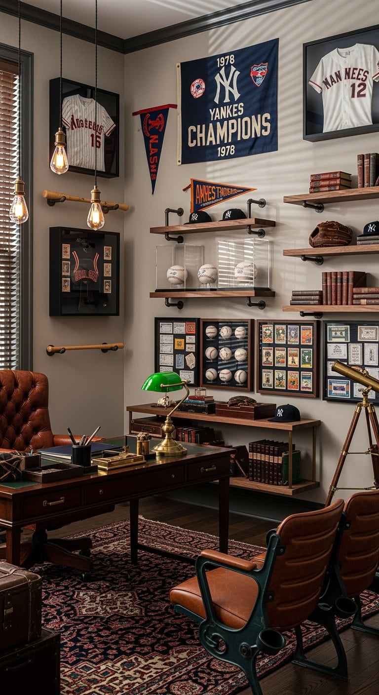 nostalgic sports memorabilia harmonious display