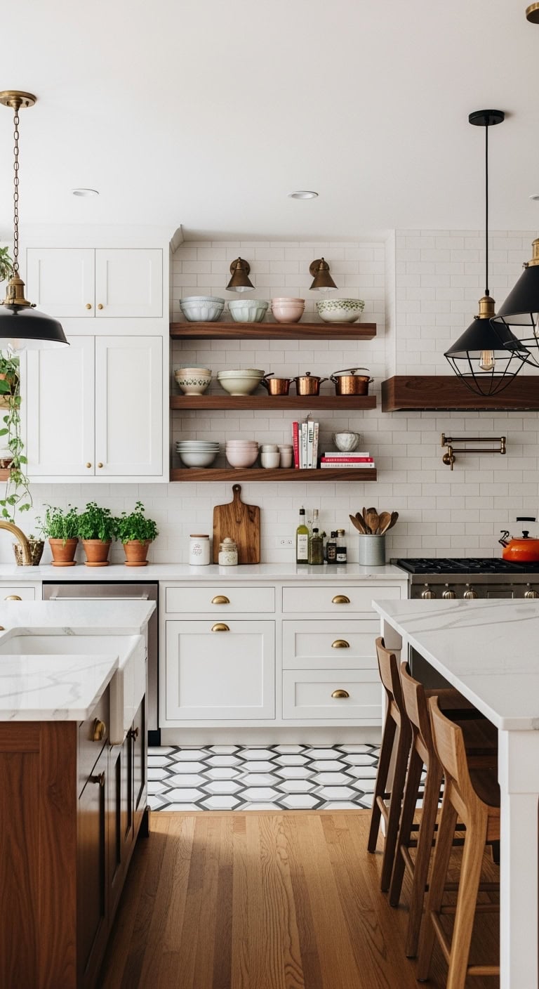 eclectic white kitchen design