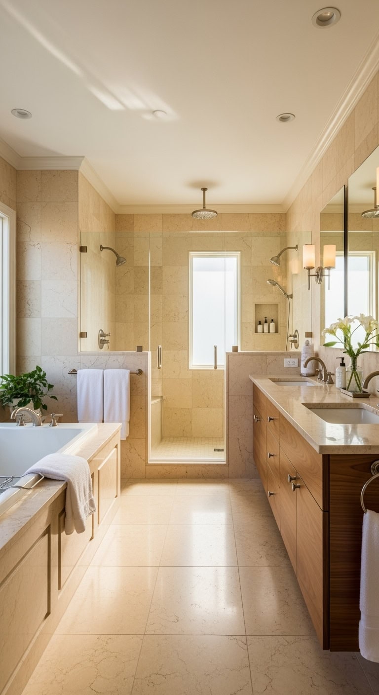 grout color selection elevates beige marble