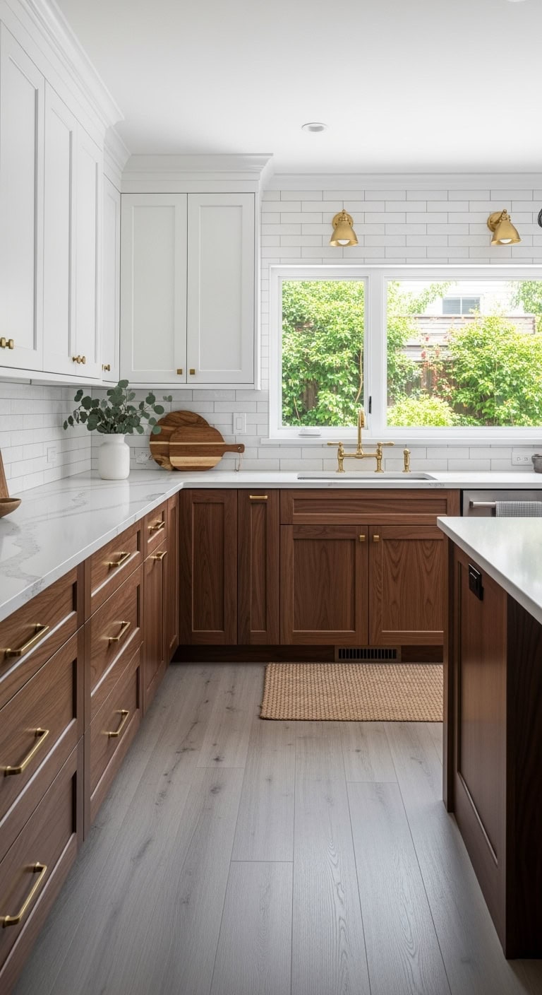 walnut bases white uppers