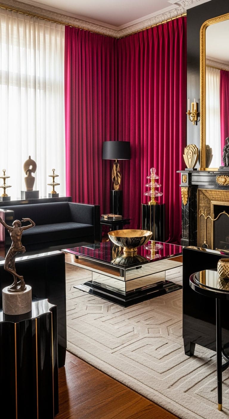 fuchsia velvet art deco glamour