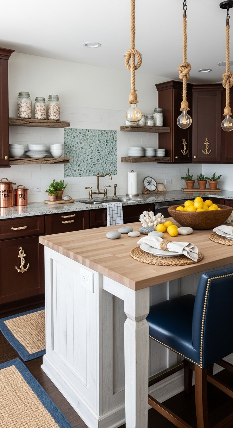 coastal espresso kitchen design