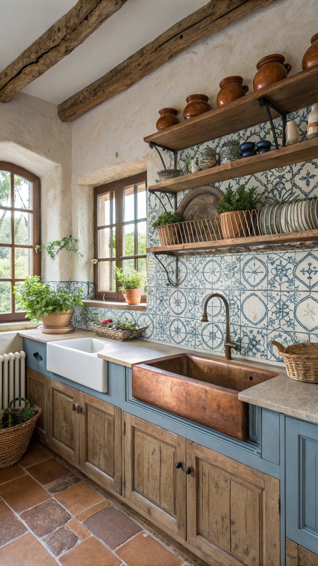 vintage blue terracotta charm