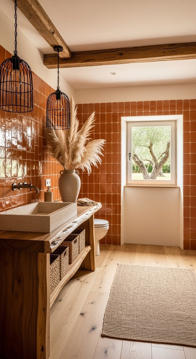 handmade terracotta rustic bathroom