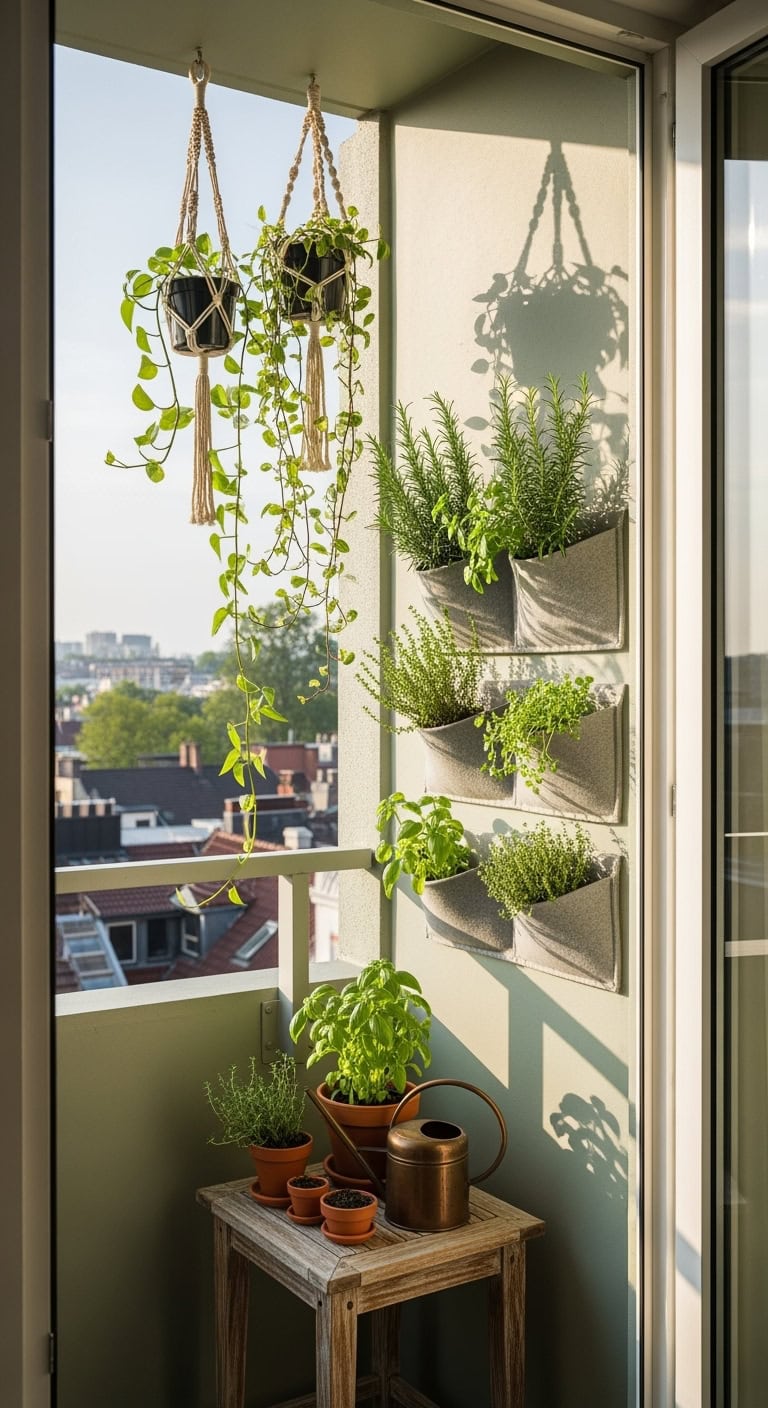 wall mounted pocket herb garden