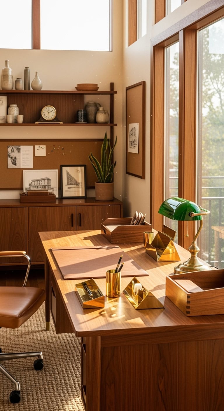 retro modern brass desk accessories elegance