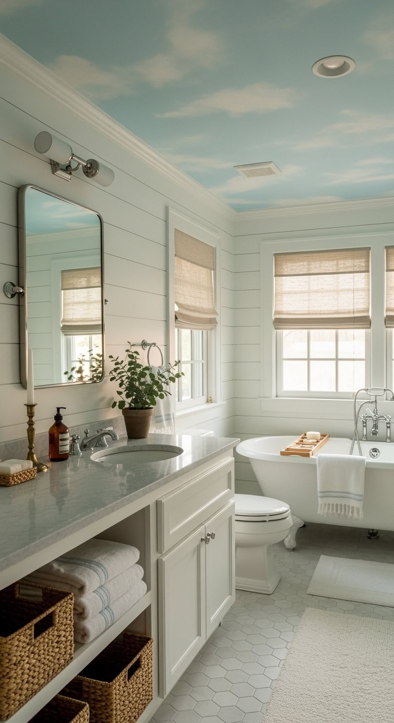 dreamy serene sky inspired bathroom ceiling