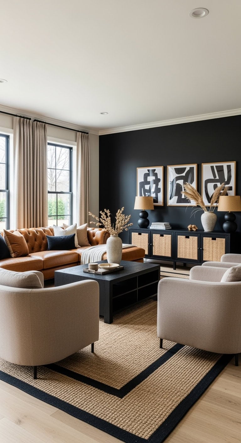 layered tans bold black