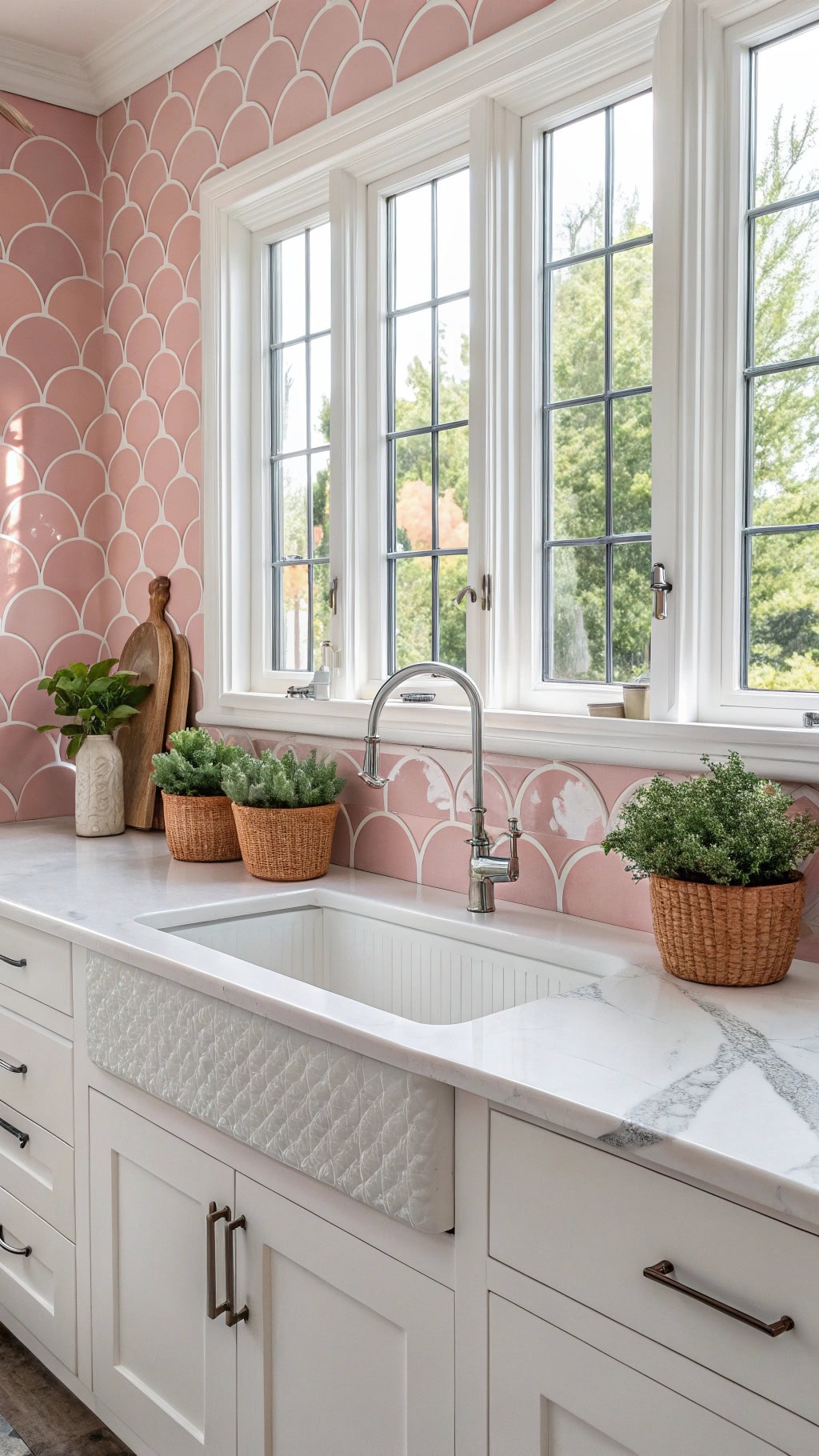whimsical scalloped pink tiles