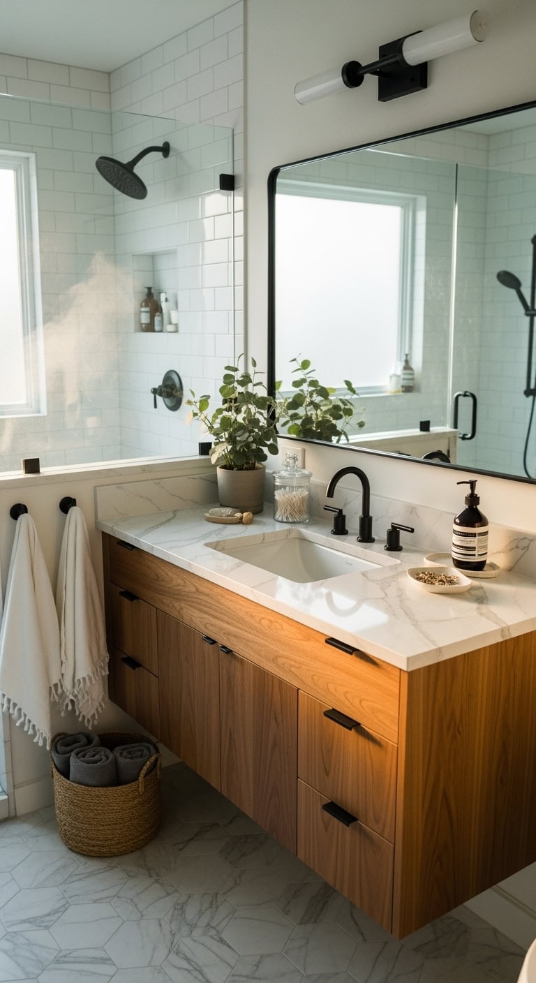 sophisticated sleek balanced bathroom fixtures