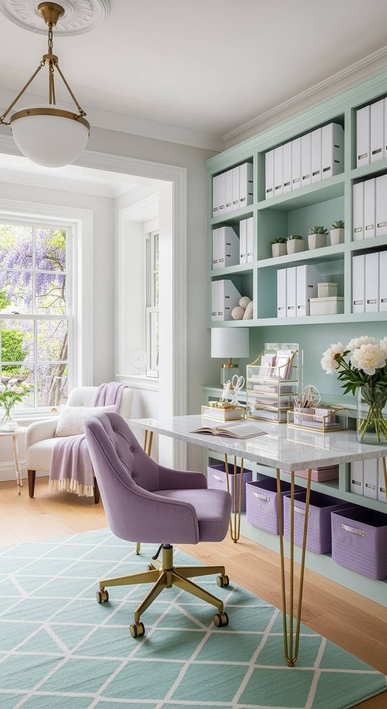 lavender mint sophisticated pastel workspace