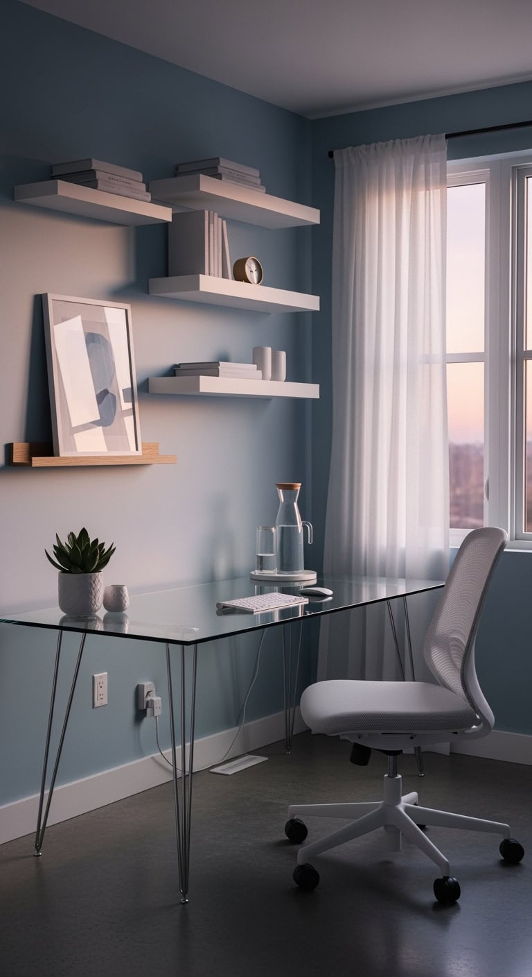 powder blue minimalist cloud like workspace