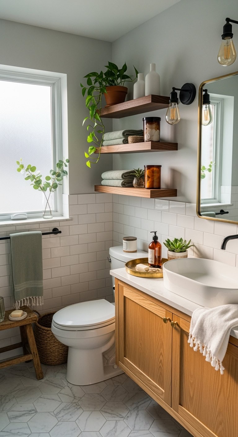 spa worthy vignette above the toilet