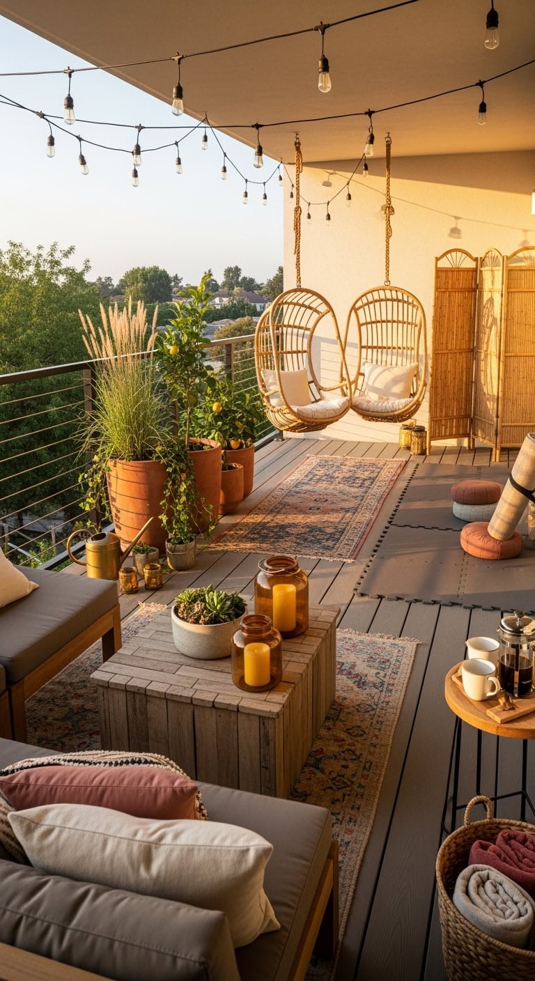 serene balcony yoga sanctuary retreat