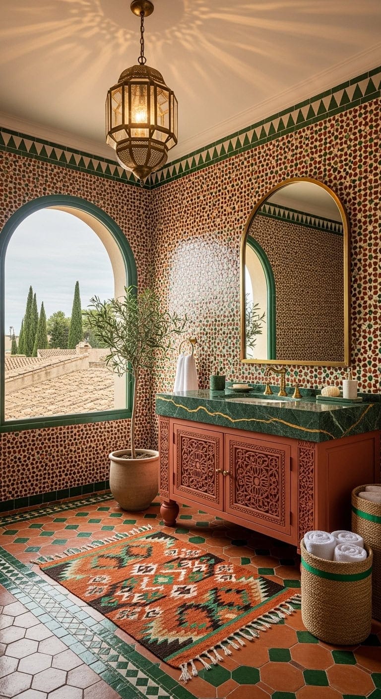 terracotta and emerald mosaic oasis