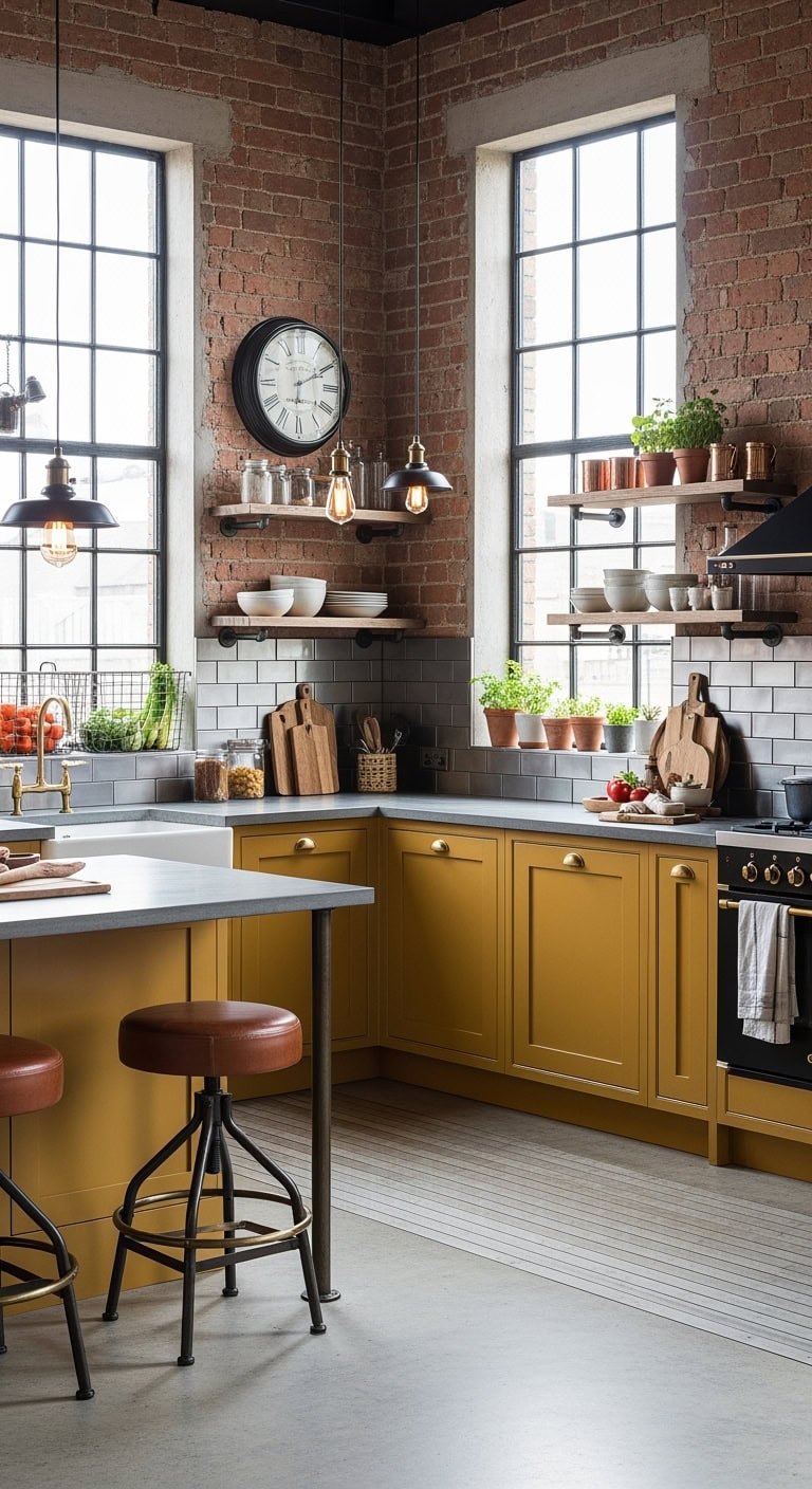 industrial mustard kitchen chic