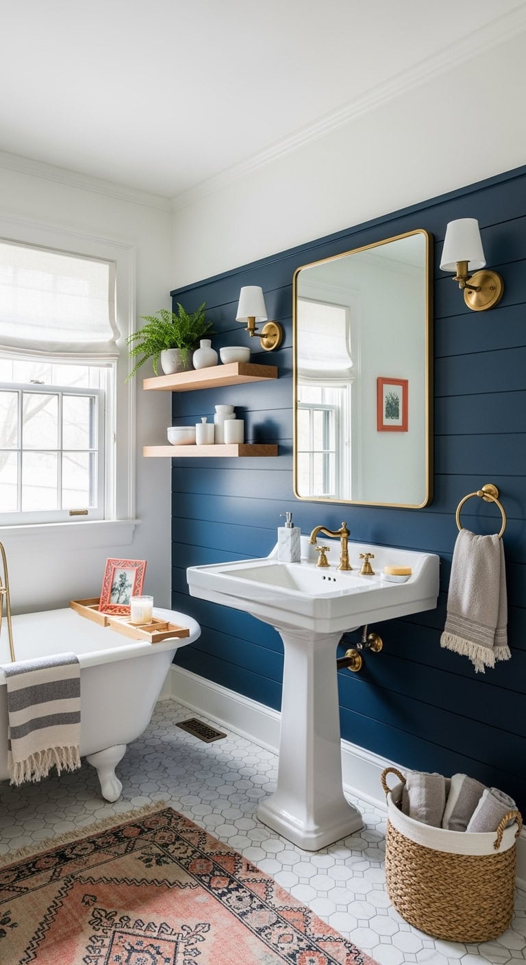 sophisticated dramatic timeless bathroom decor